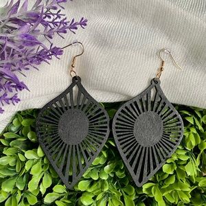 Black wooden earrings